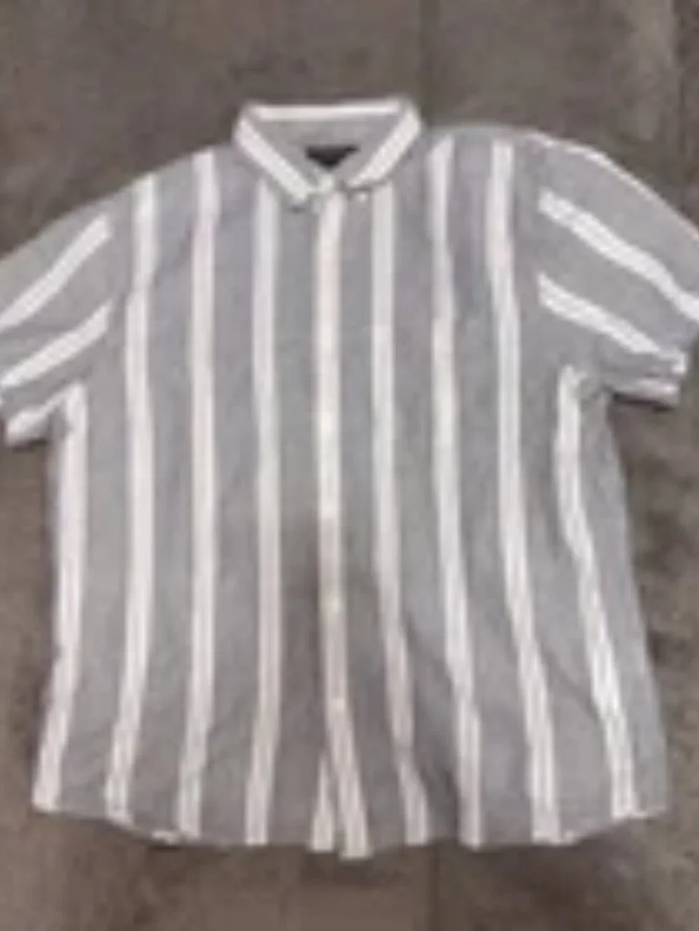 Banana Republic Men's Linen Blend Shirt Large Gray White Stripe Slim
